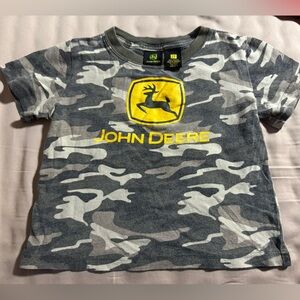 John Deere Toddler 2T Camo Logo T-Shirt Gray Yellow Farm Tee